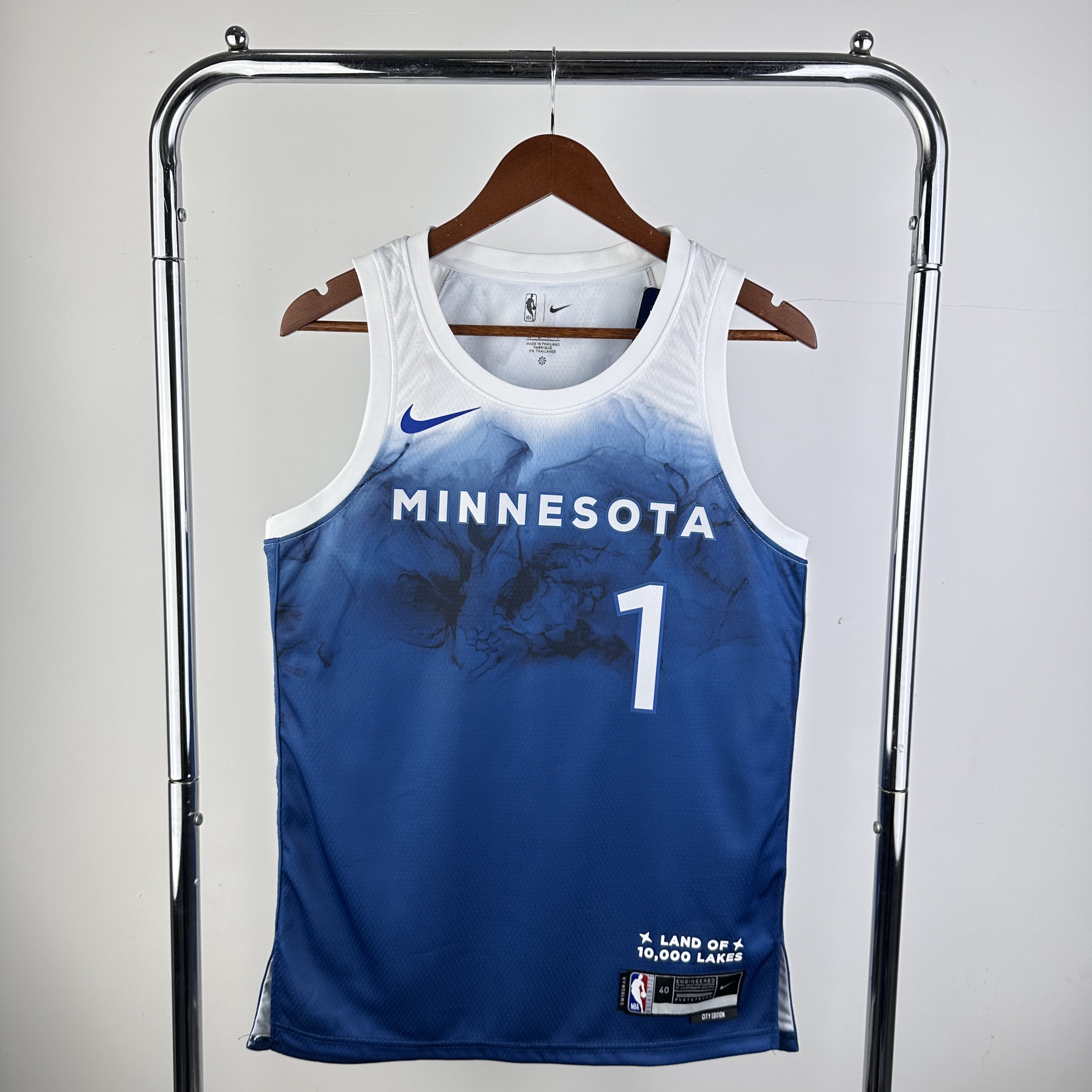 Men Minnesota Timberwolves #1 Anderson Blue City Edition Nike 2024 NBA Jersey->minnesota timberwolves->NBA Jersey